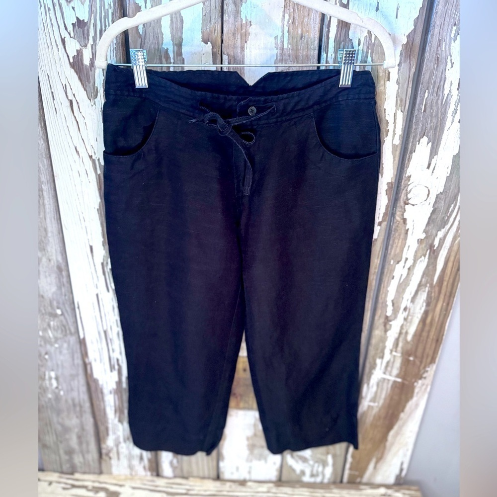 Kavu Cropped Pants Size 4 Black Bamboo Viscose